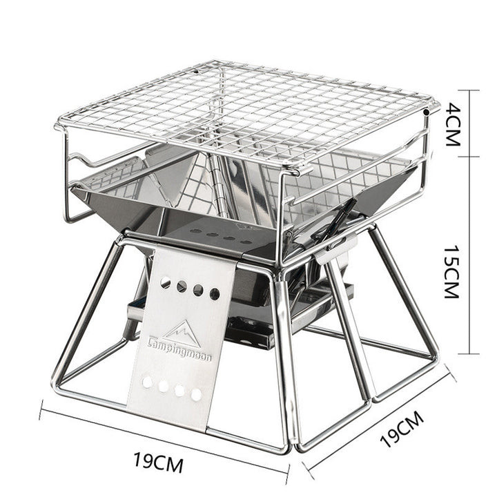 Portable Stainless Steel BBQ Grill - HAX Essentials - camping - size
