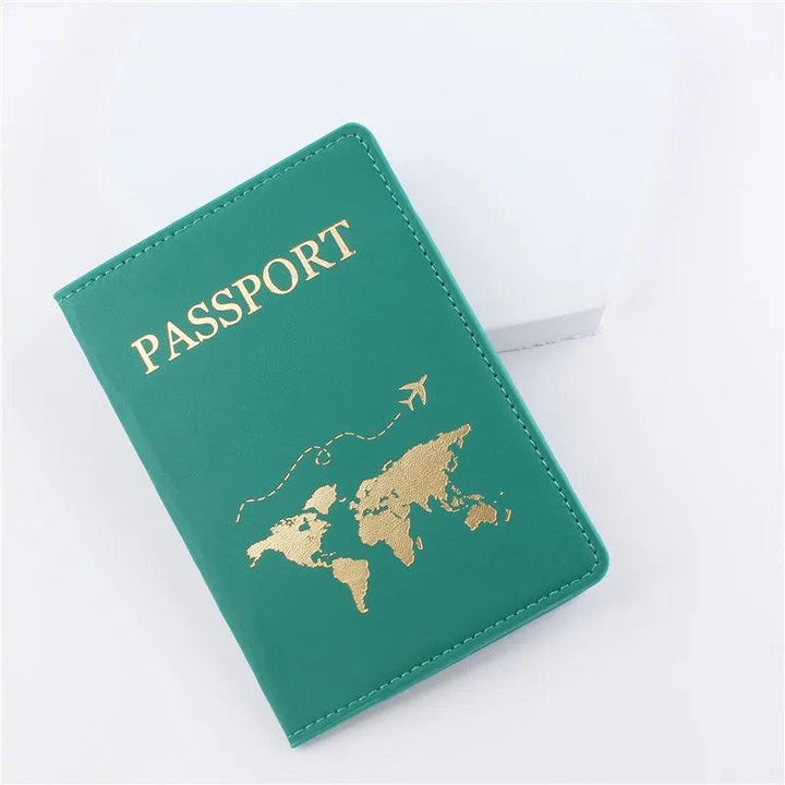 Passport Wallet: PU Leather Map Cover Case and Card Holder - HAX Essentials - travel - green