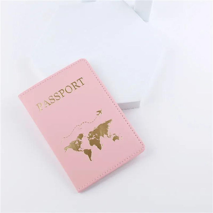 Passport Wallet: PU Leather Map Cover Case and Card Holder - HAX Essentials - travel - pink