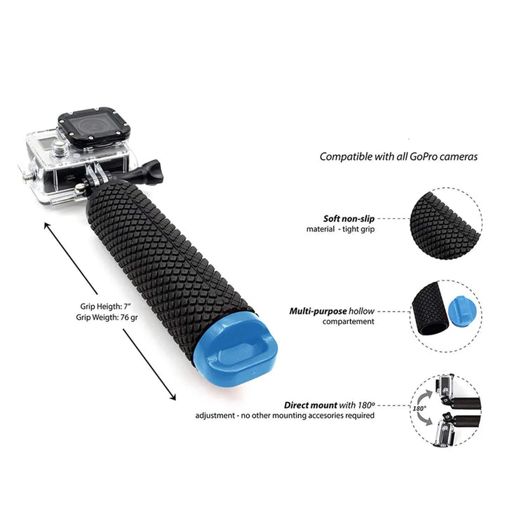 AquaFloat Pro Floating Hand Grip for Action Cameras - HAX Essentials - gopro - details