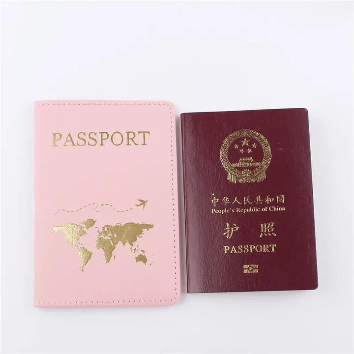 Passport Wallet: PU Leather Map Cover Case and Card Holder - HAX Essentials - travel - sidebyside