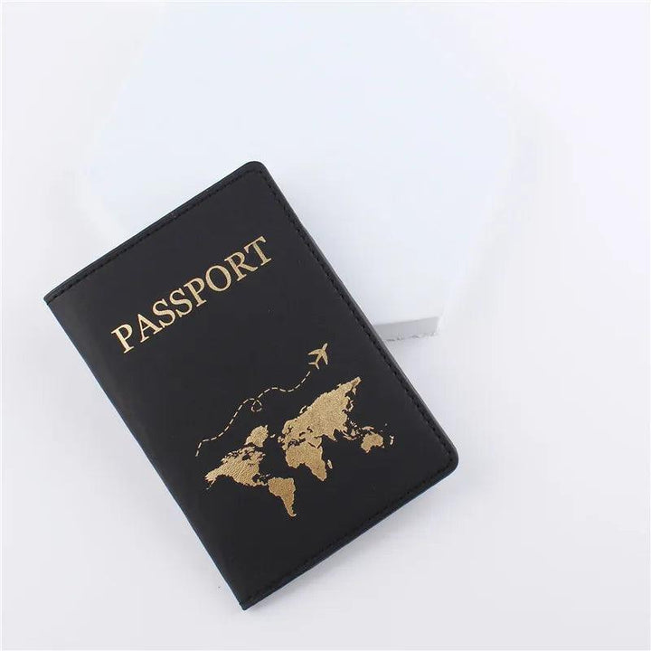 Passport Wallet: PU Leather Map Cover Case and Card Holder - HAX Essentials - travel - black