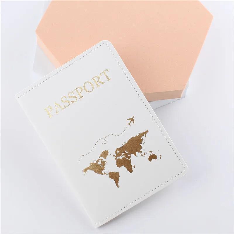 Passport Wallet: PU Leather Map Cover Case and Card Holder - HAX Essentials - travel - white