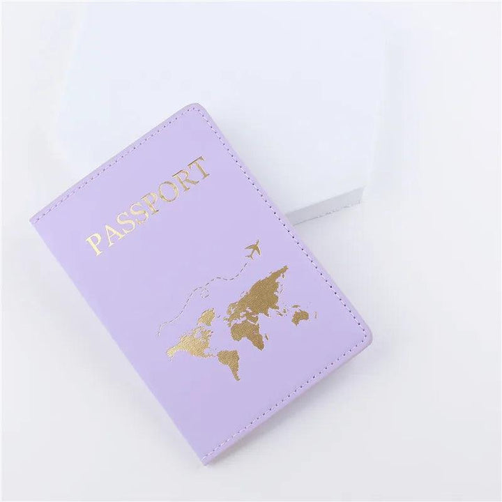 Passport Wallet: PU Leather Map Cover Case and Card Holder - HAX Essentials - travel - purple