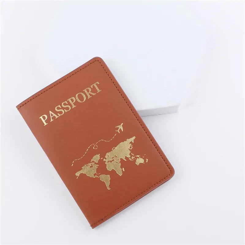 Passport Wallet: PU Leather Map Cover Case and Card Holder - HAX Essentials - travel - brown