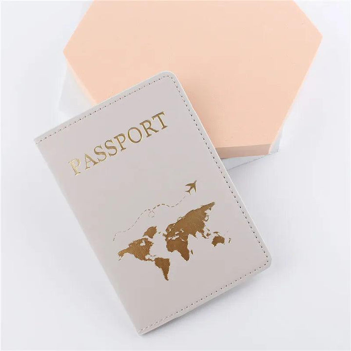 Passport Wallet: PU Leather Map Cover Case and Card Holder - HAX Essentials - travel - cream