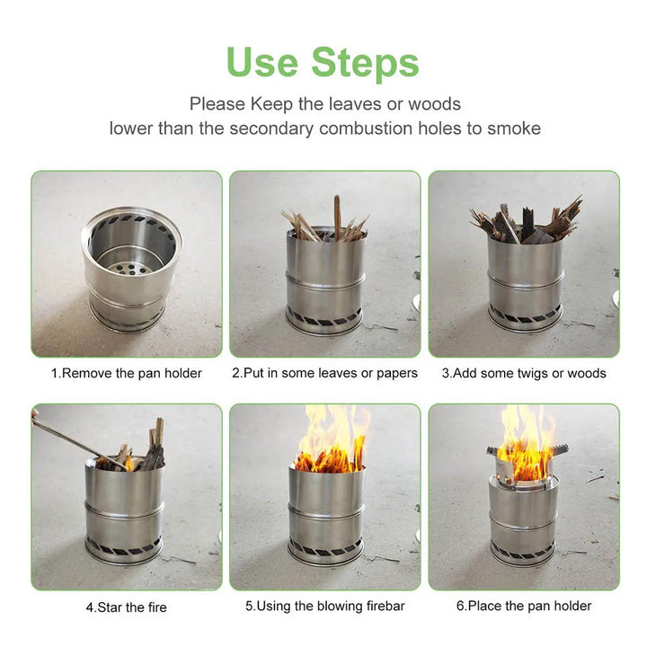 EcoFlame Camping Stove - HAX Essentials - camping - steps