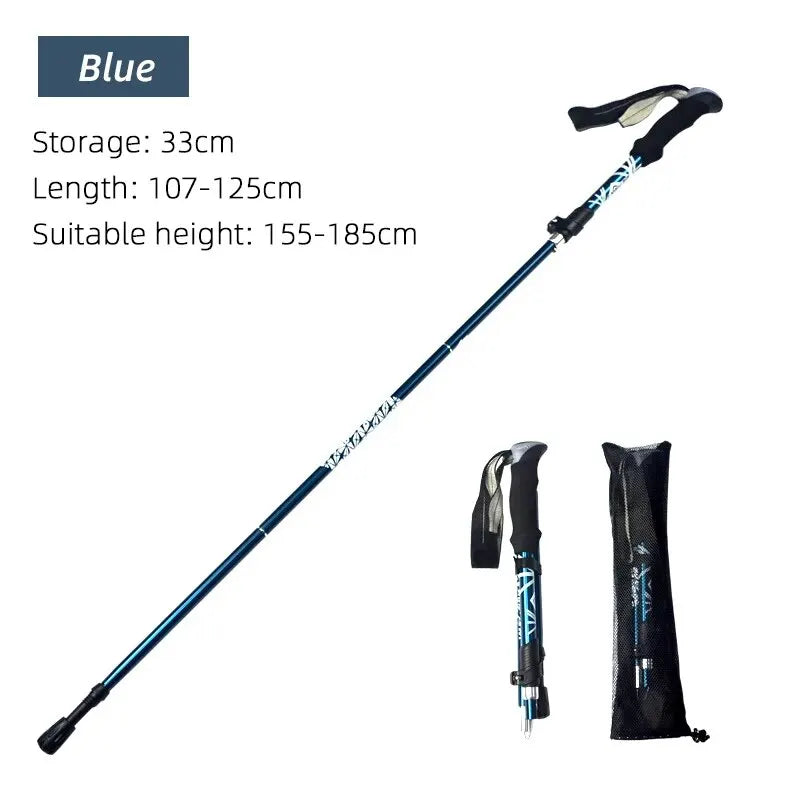 Compact 5-Section Telescopic Trekking Pole - HAX Essentials - hiking - blue