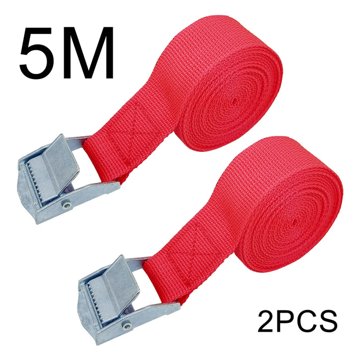 2pcs 5M Car Tension Rope Tie Down Strap - HAX Essentials - off-roading - red