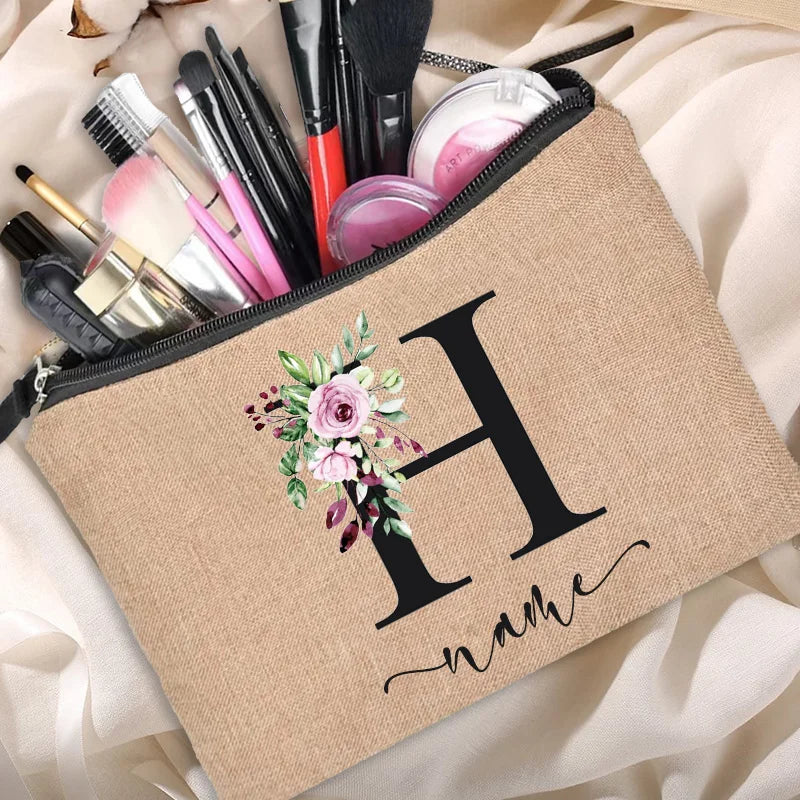 Personalized Linen Beauty Bag - HAX Essentials - customized - H