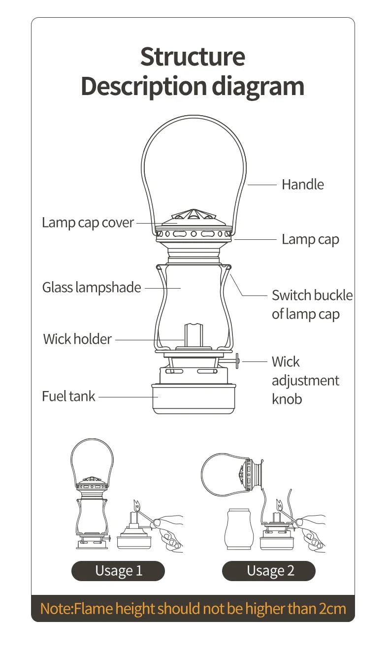 Heritage Glow Kerosene Lantern - HAX Essentials - camping - structure