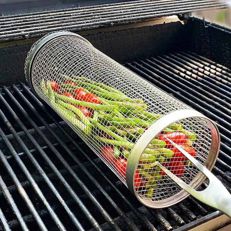 Stainless Cylindrical BBQ Basket - HAX Essentials - BBQ - close up