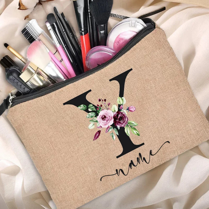 Personalized Linen Beauty Bag - HAX Essentials - customized - Y