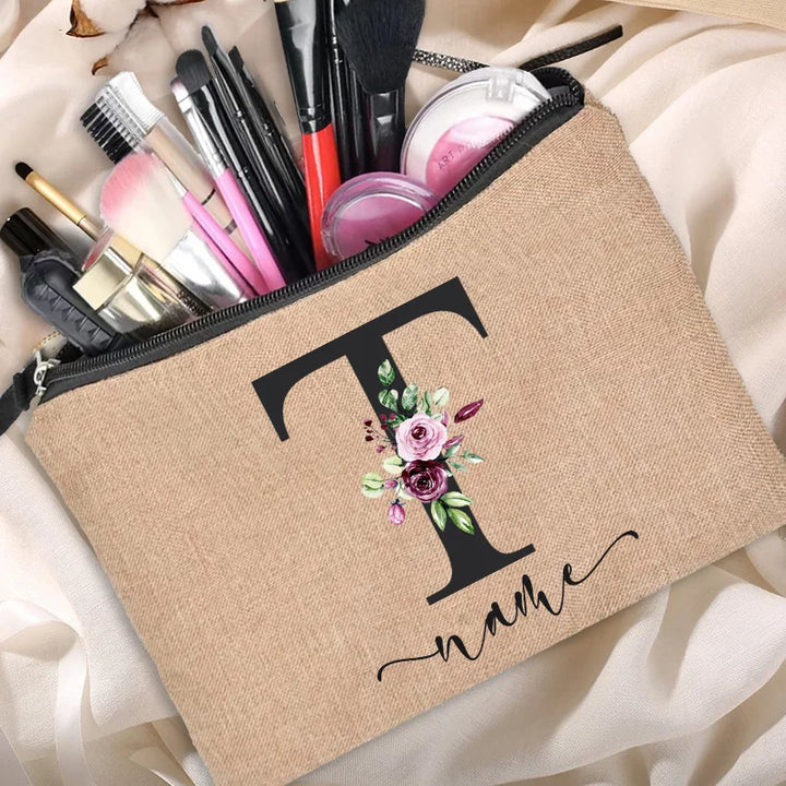 Personalized Linen Beauty Bag - HAX Essentials - customized - T