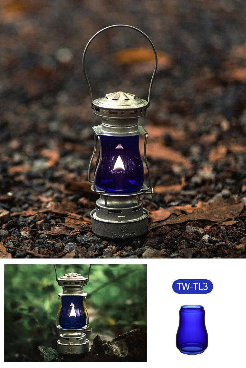 Heritage Glow Kerosene Lantern - HAX Essentials - camping - blue glass