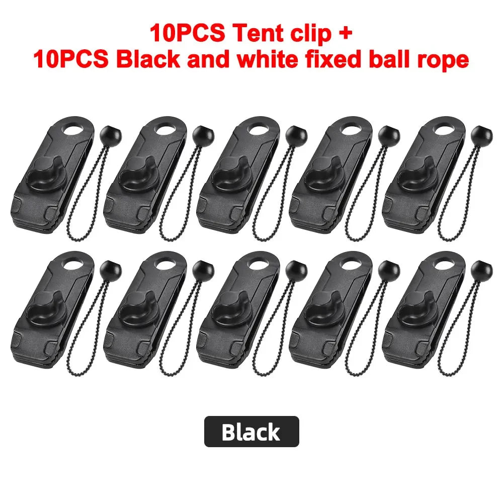Heavy Duty Tarp Clips Set with Lock Grip Fasteners - HAX Essentials - outdoor - 10pcs and ball rope