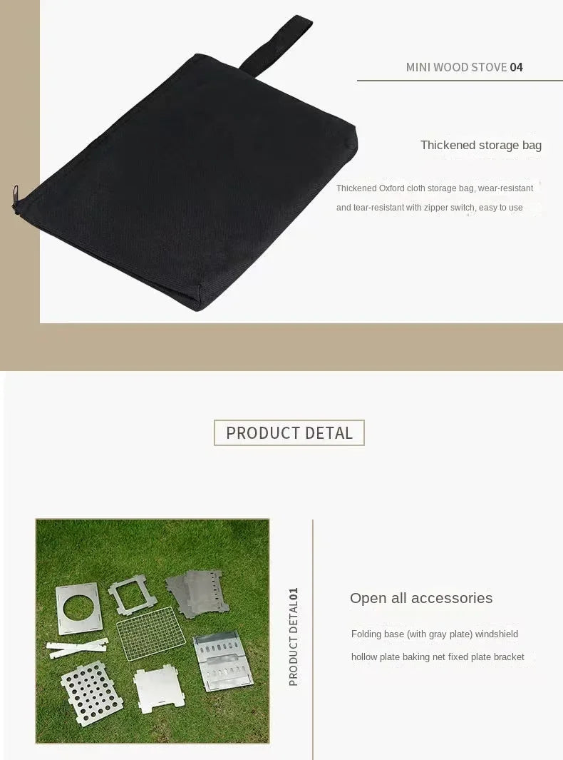 EcoGrill Mini Foldable BBQ Stove - HAX Essentials - camping - bag