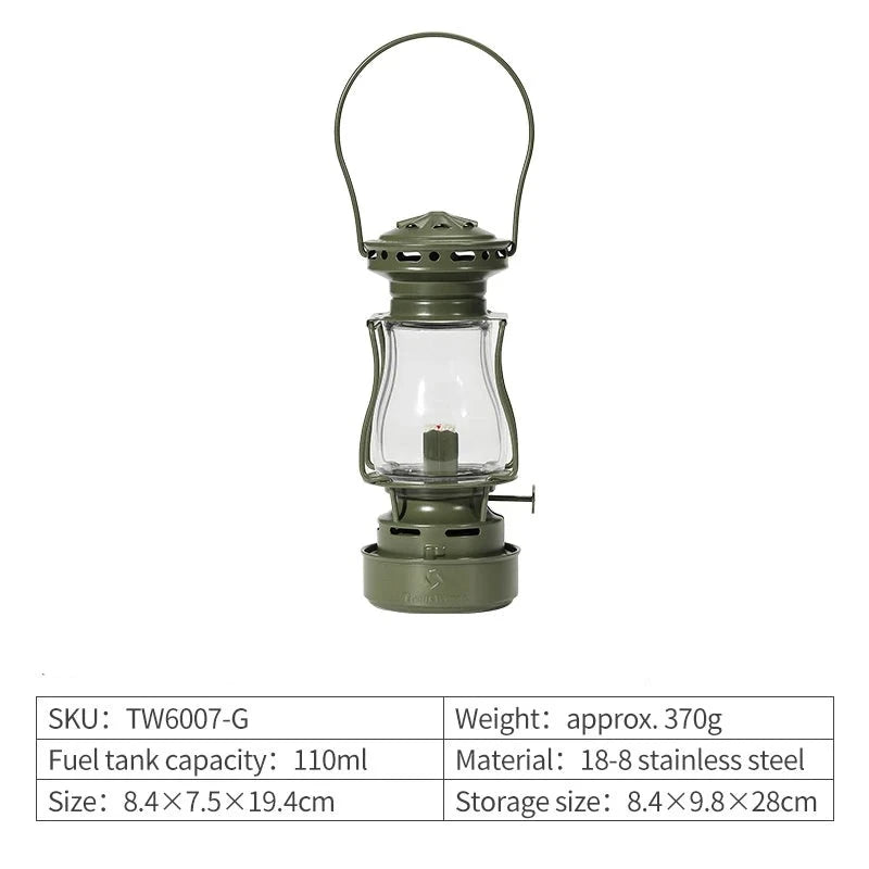 Heritage Glow Kerosene Lantern - HAX Essentials - camping - green lamp
