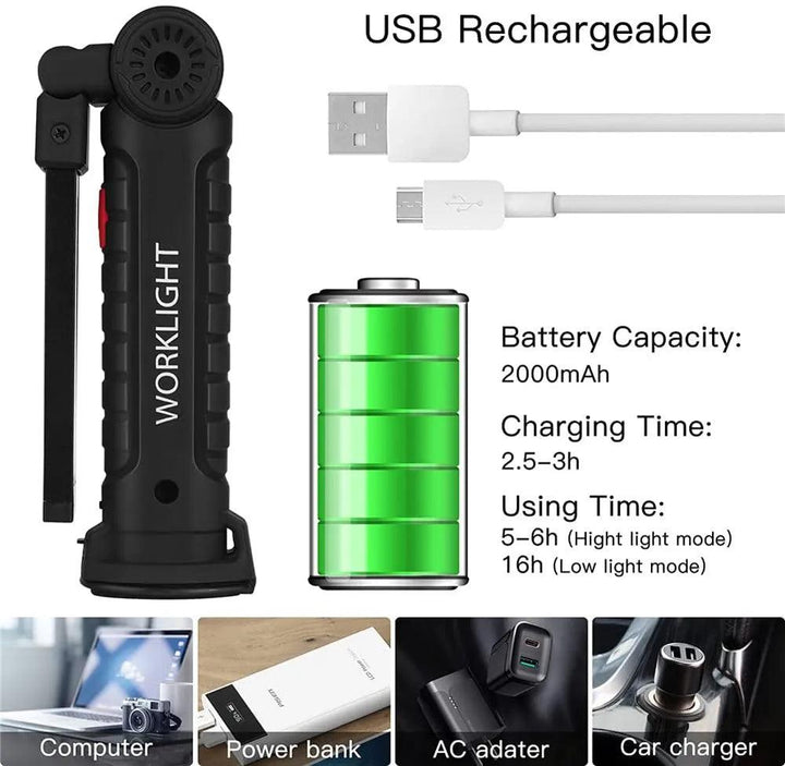COB IlluminatePro: Rechargeable LED Work Light - HAX Essentials - camping - USB