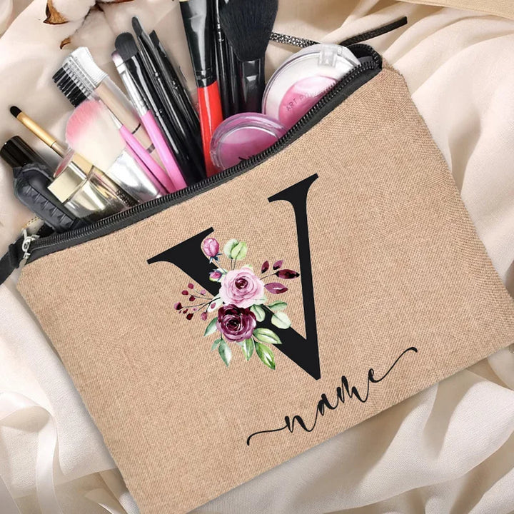 Personalized Linen Beauty Bag - HAX Essentials - customized - V