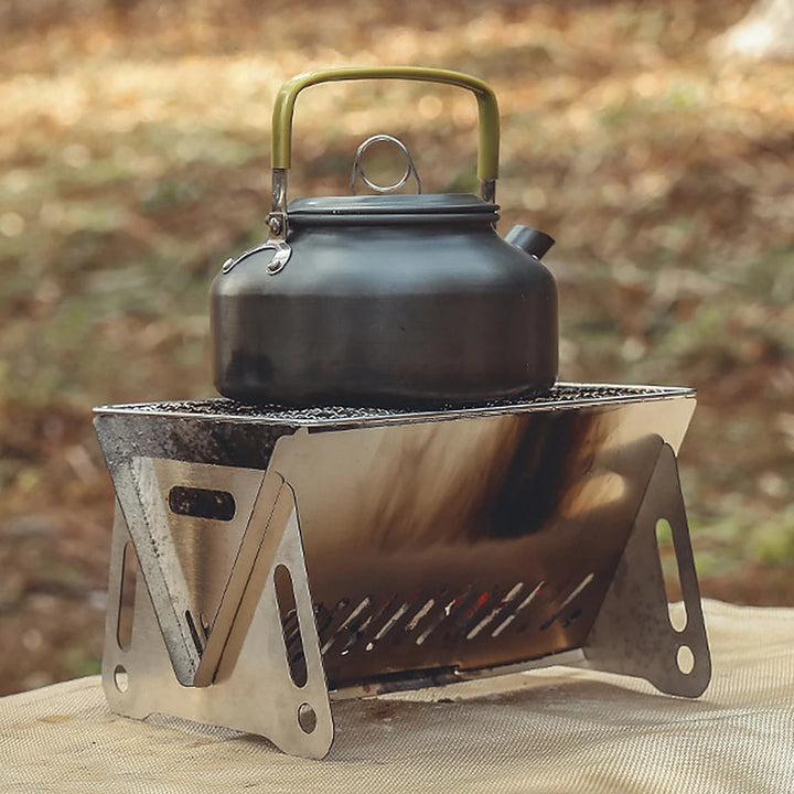 Camping Wood Stove with Grill Plate - HAX Essentials - camping - tea