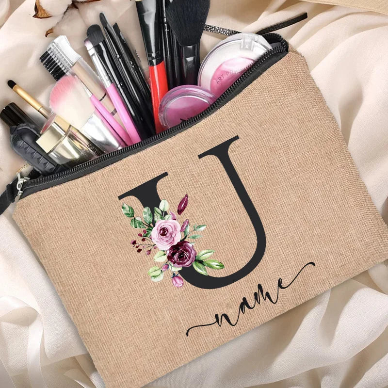 Personalized Linen Beauty Bag - HAX Essentials - customized - U