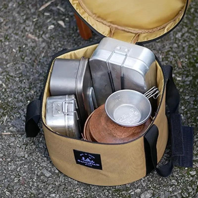 Outdoor Cookware & Cutlery Anti-bump Tote Round Bag - HAX Essentials - camping - detailed
