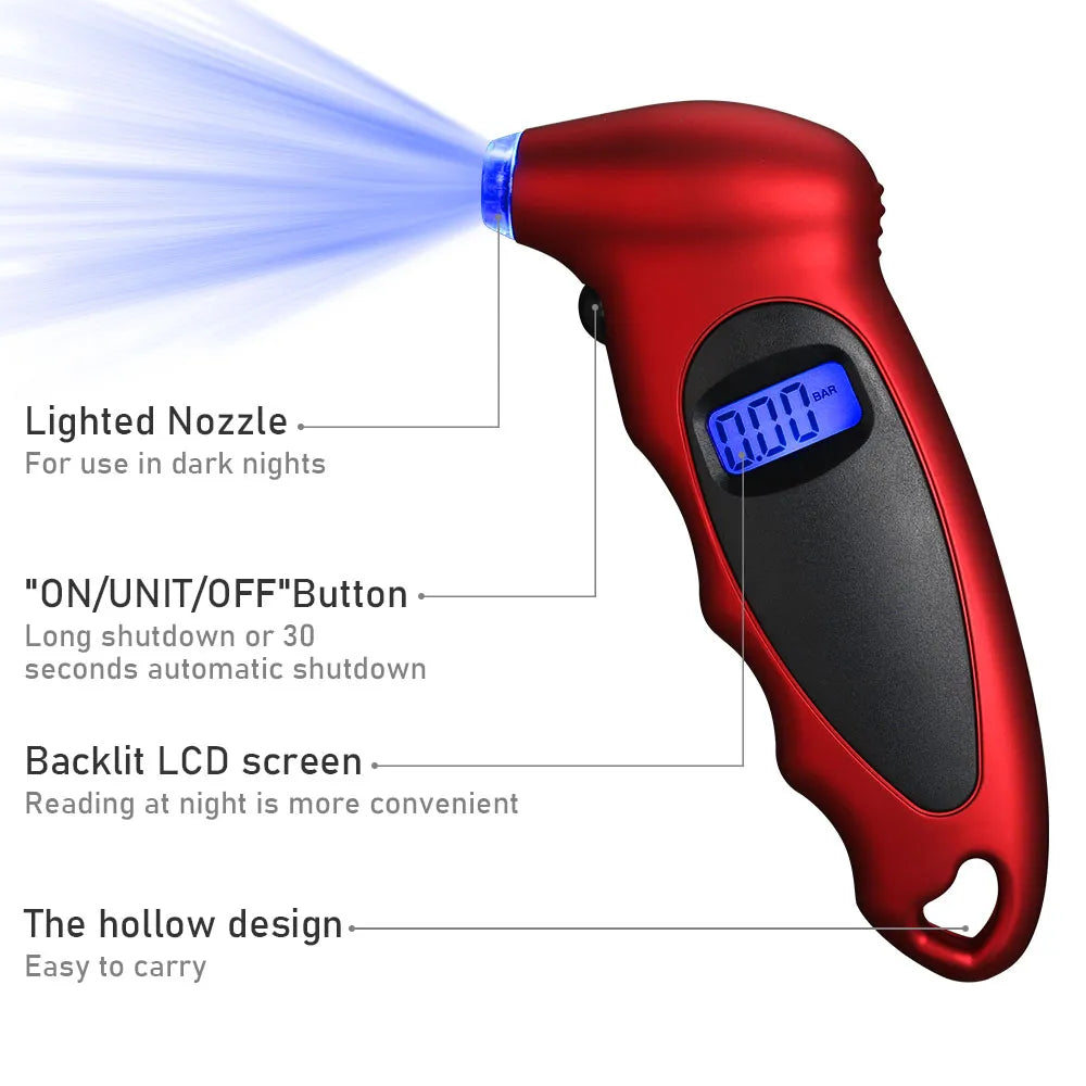 OptiGauge Pro: Advanced Digital Tire Pressure Gauge with Backlit LCD - HAX Essentials - off-roading - features