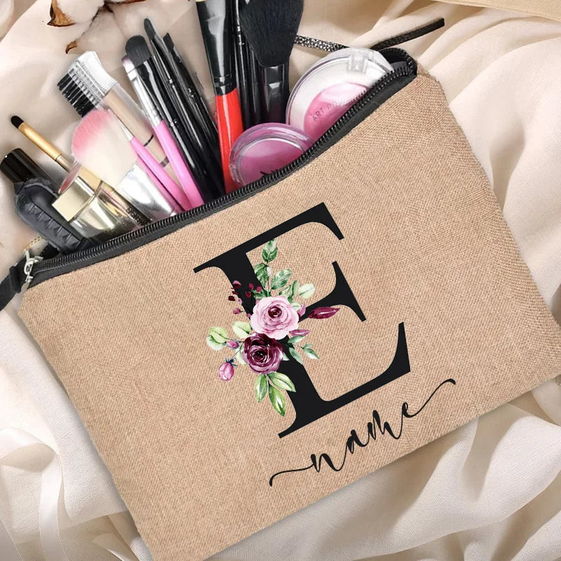 Personalized Linen Beauty Bag - HAX Essentials - customized - E