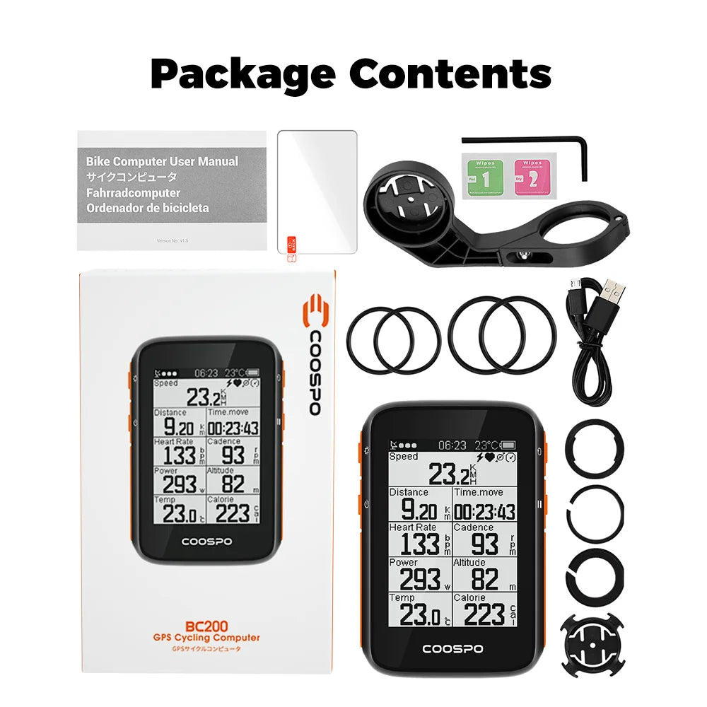 COOSPO BC200 Wireless GPS Cycling Computer - HAX Essentials - cycling - package content