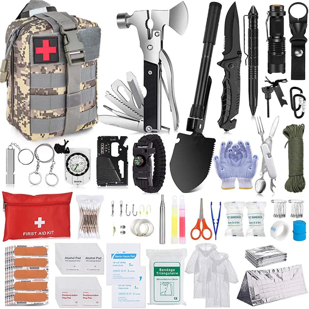 Ultimate 105Pcs Survival Kit with First Aid and Emergency Shelter - HAX Essentials - camping - main