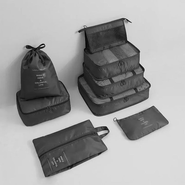 JetSet Organizer Set: 8-Piece Waterproof Travel Storage Bags - HAX Essentials - travel - black
