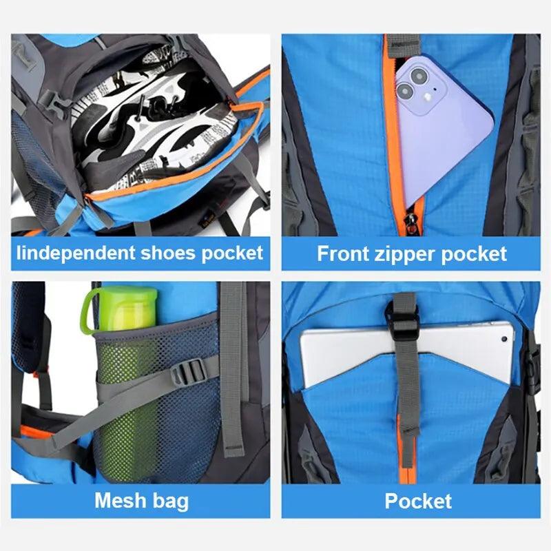 SummitVenture 70L Waterproof Camping Backpack - HAX Essentials - hiking - features