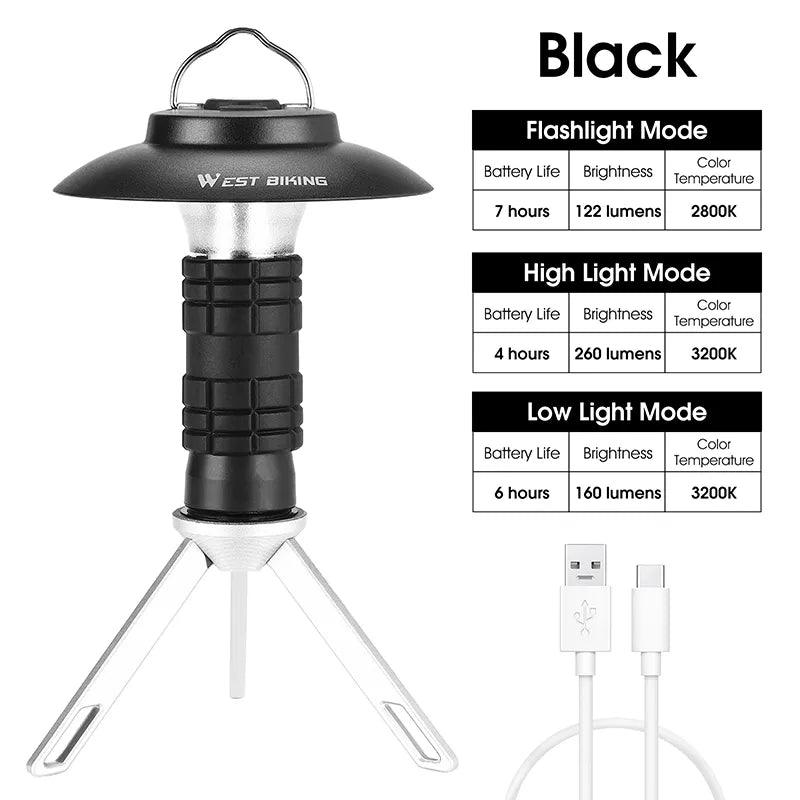 AdventureBeam Pro: Rechargeable COB LED Flashlight - HAX Essentials - camping - black