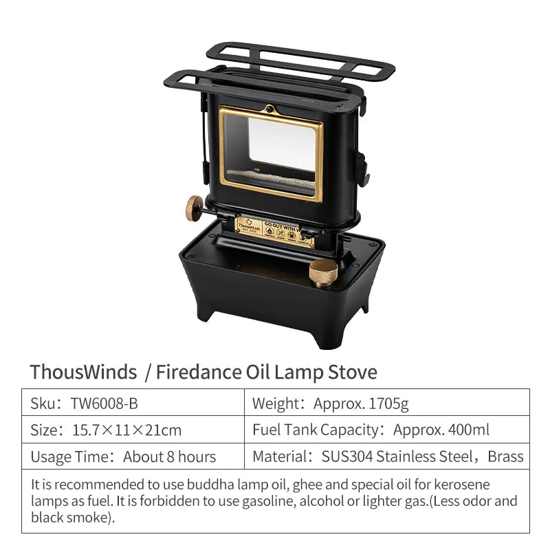 Firedance Retro Oil Lamp Stove - HAX Essentials - camping - specifications