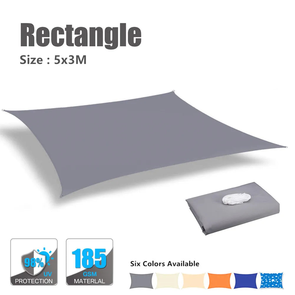 Waterproof Sun Shelter Shade Sail - HAX Essentials - home - rectangle 5*3 grey