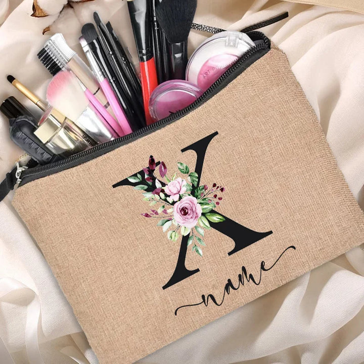 Personalized Linen Beauty Bag - HAX Essentials - customized - X