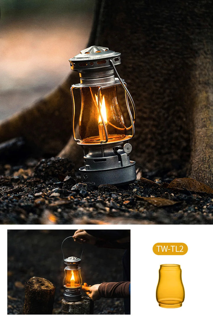 Heritage Glow Kerosene Lantern - HAX Essentials - camping - yellow glass