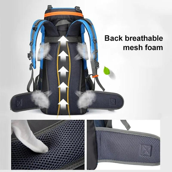 SummitVenture 70L Waterproof Camping Backpack - HAX Essentials - hiking - mesh
