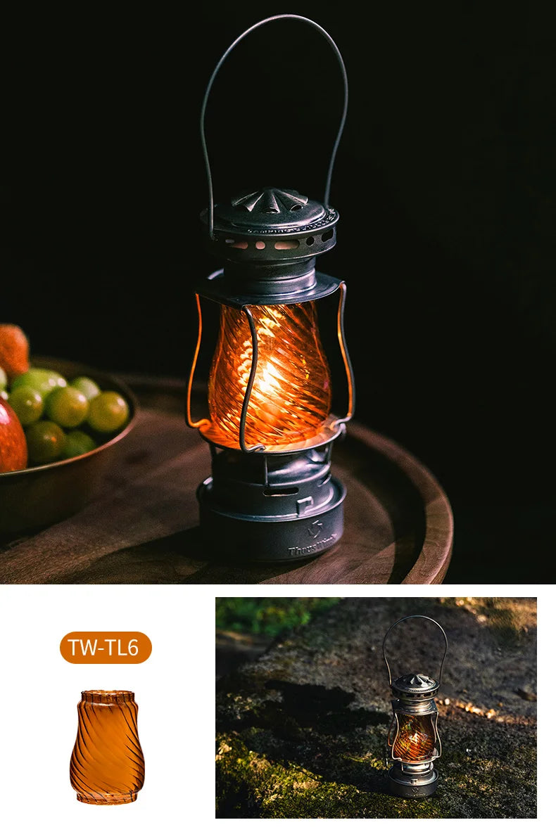 Heritage Glow Kerosene Lantern - HAX Essentials - camping - orange glass
