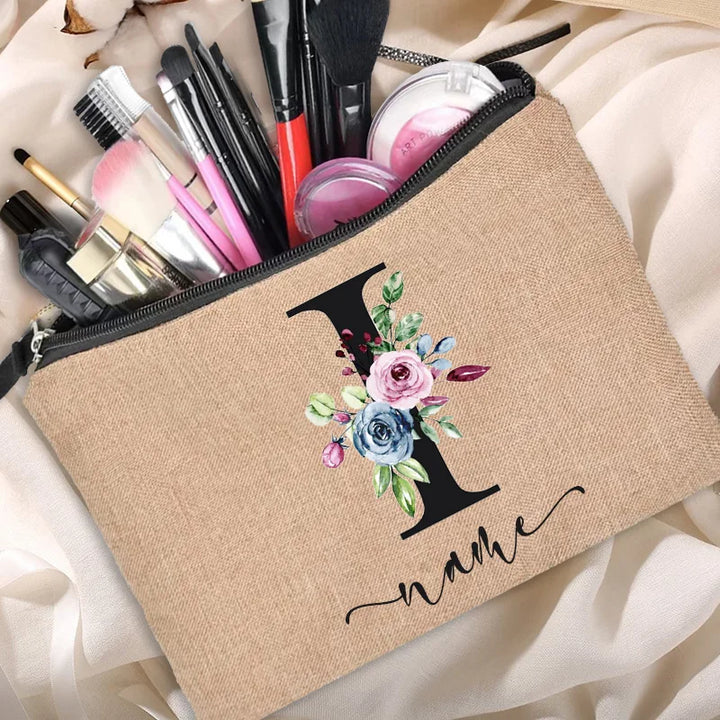 Personalized Linen Beauty Bag - HAX Essentials - customized - I