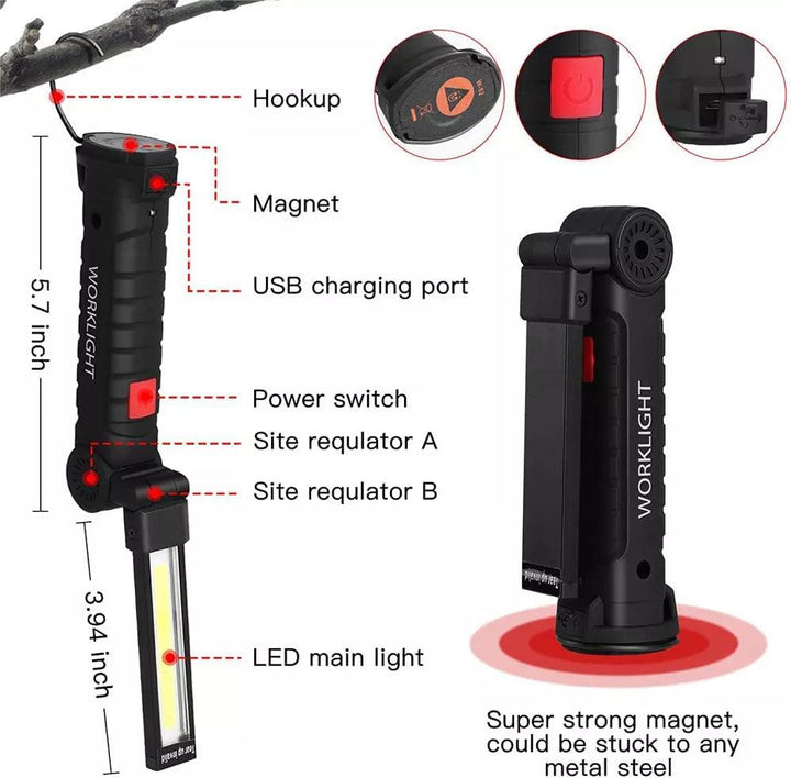 COB IlluminatePro: Rechargeable LED Work Light - HAX Essentials - camping - details