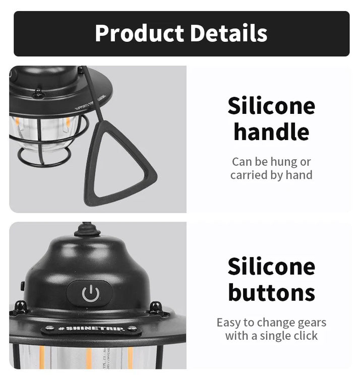 LuminaGlow Retro Camp Light - HAX Essentials - camping - silicone handle