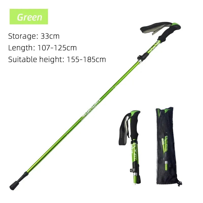 Compact 5-Section Telescopic Trekking Pole - HAX Essentials - hiking - green