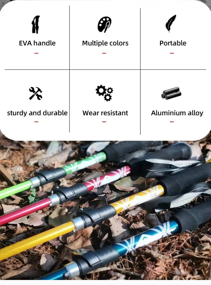 Compact 5-Section Telescopic Trekking Pole - HAX Essentials - hiking - features