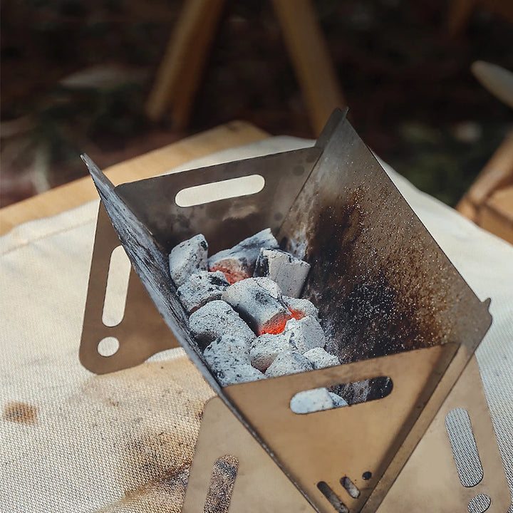 Camping Wood Stove with Grill Plate - HAX Essentials - camping - coal