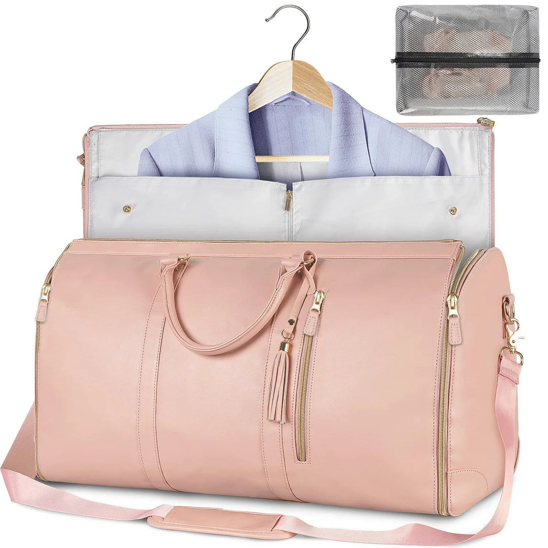 LuxeMonogram PU Leather Garment Duffle - HAX Essentials - travel - pink
