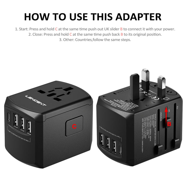 GlobeCharge Universal Travel Adapter - HAX Essentials - travel - how to use