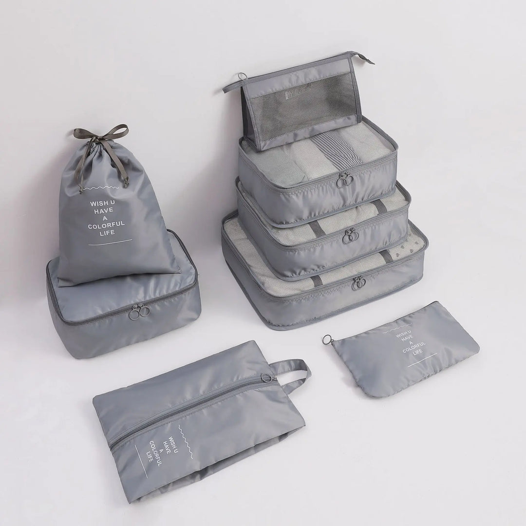JetSet Organizer Set: 8-Piece Waterproof Travel Storage Bags - HAX Essentials - travel - grey