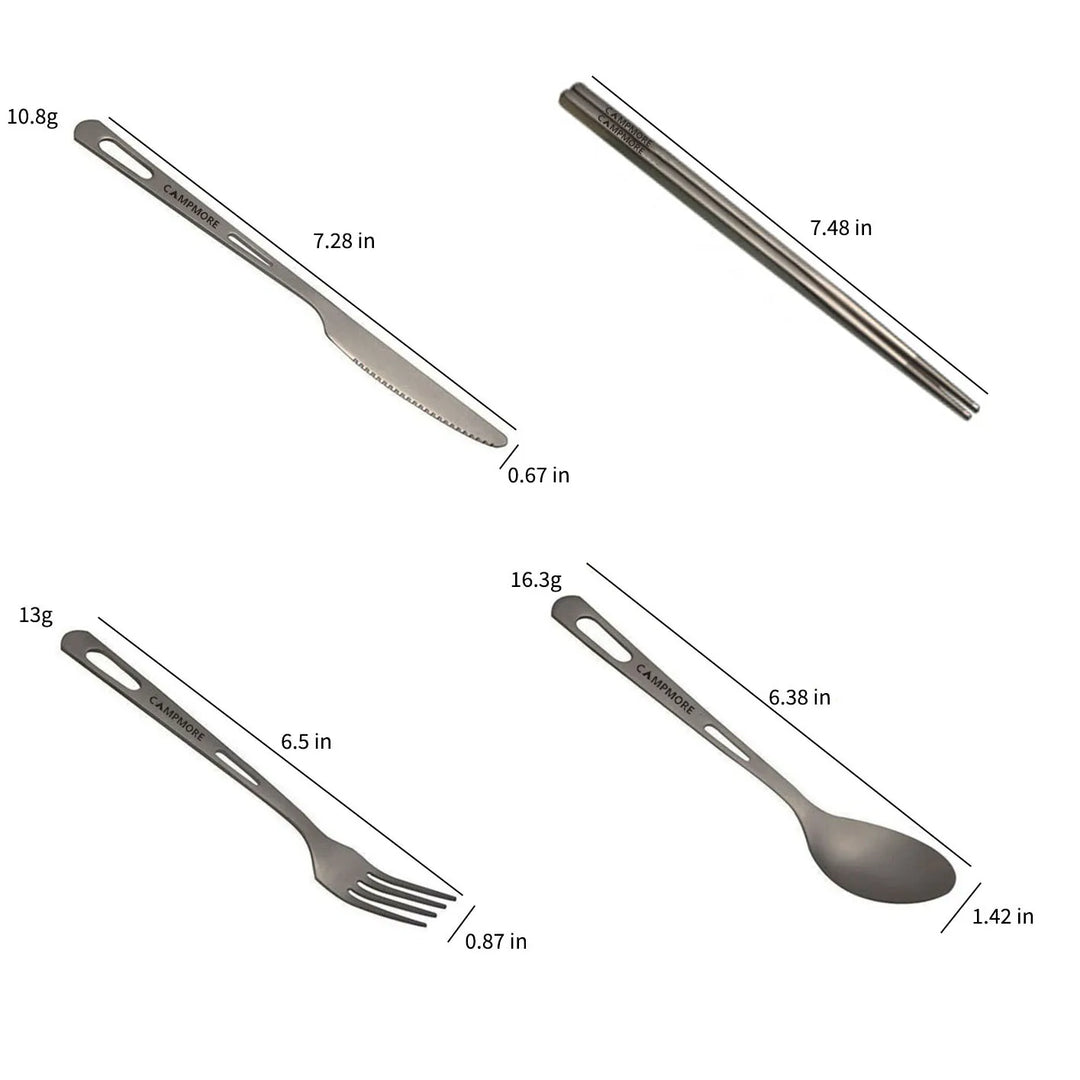 TitaniumTrail Cutlery Set - HAX Essentials - camping - size
